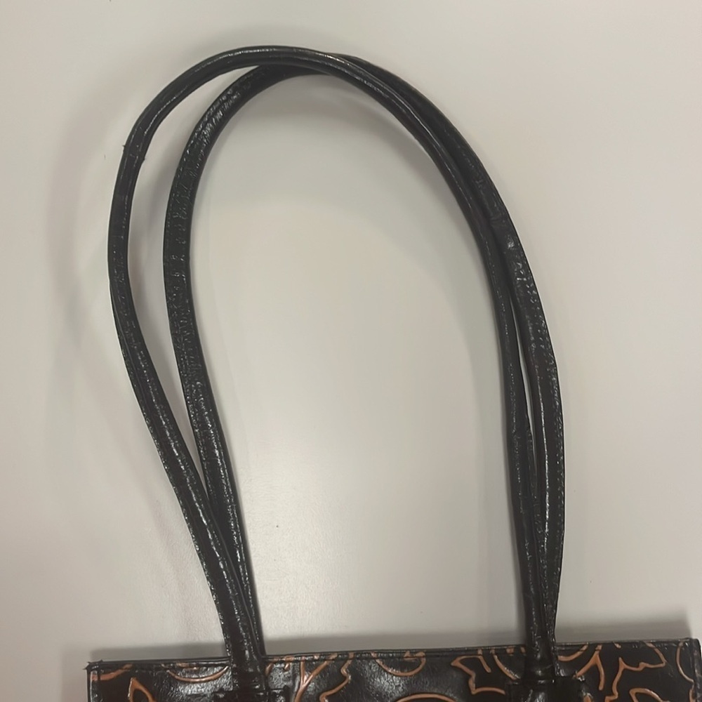 Made in India Black & Tan Leather Shoulder / Tote Bag - Picture 3 of 14